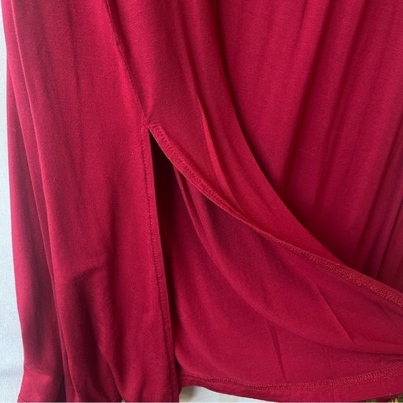 NorthStyle midi shirt dress 3X Red Keyhole 3/4 sleeves womens Pleated Side slit - Picture 7 of 8